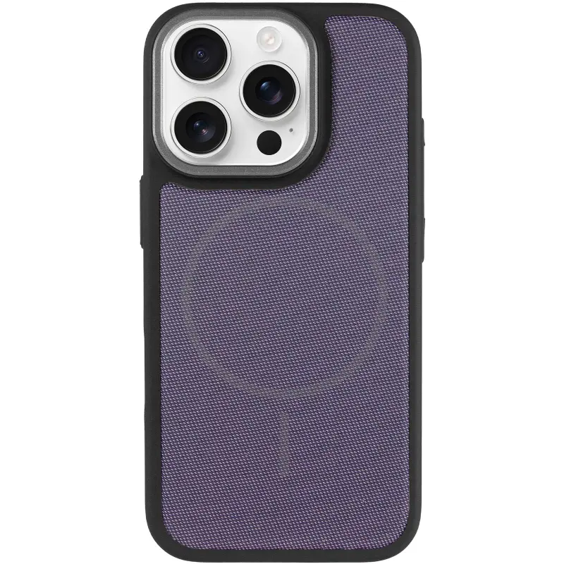 Чехол PC Textile Hybrid with Magnetic Fit для Apple iPhone 16 Pro Max (6.9"), Black / Purple 1, Ткань, купить оптом с доставкой