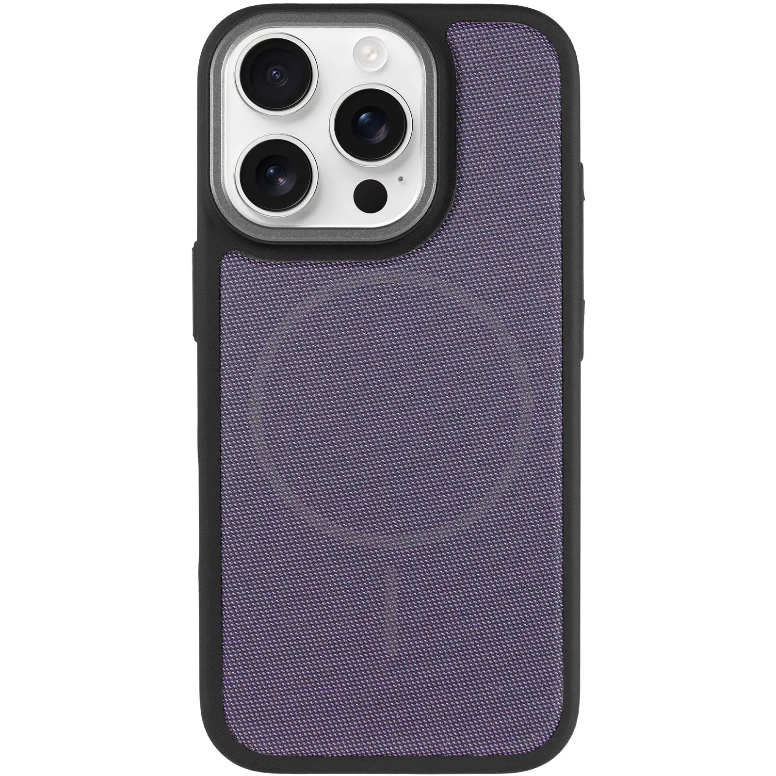 Чехол PC Textile Hybrid with Magnetic Fit для Apple iPhone 16 Pro Max (6.9"), Black / Purple 1, Ткань, купить оптом с доставкой