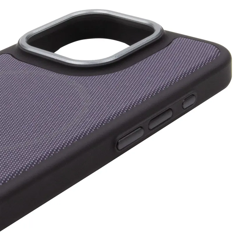 Чехол PC Textile Hybrid with Magnetic Fit для Apple iPhone 16 Pro Max (6.9"), Black / Purple 3, Ткань, купить оптом с доставкой