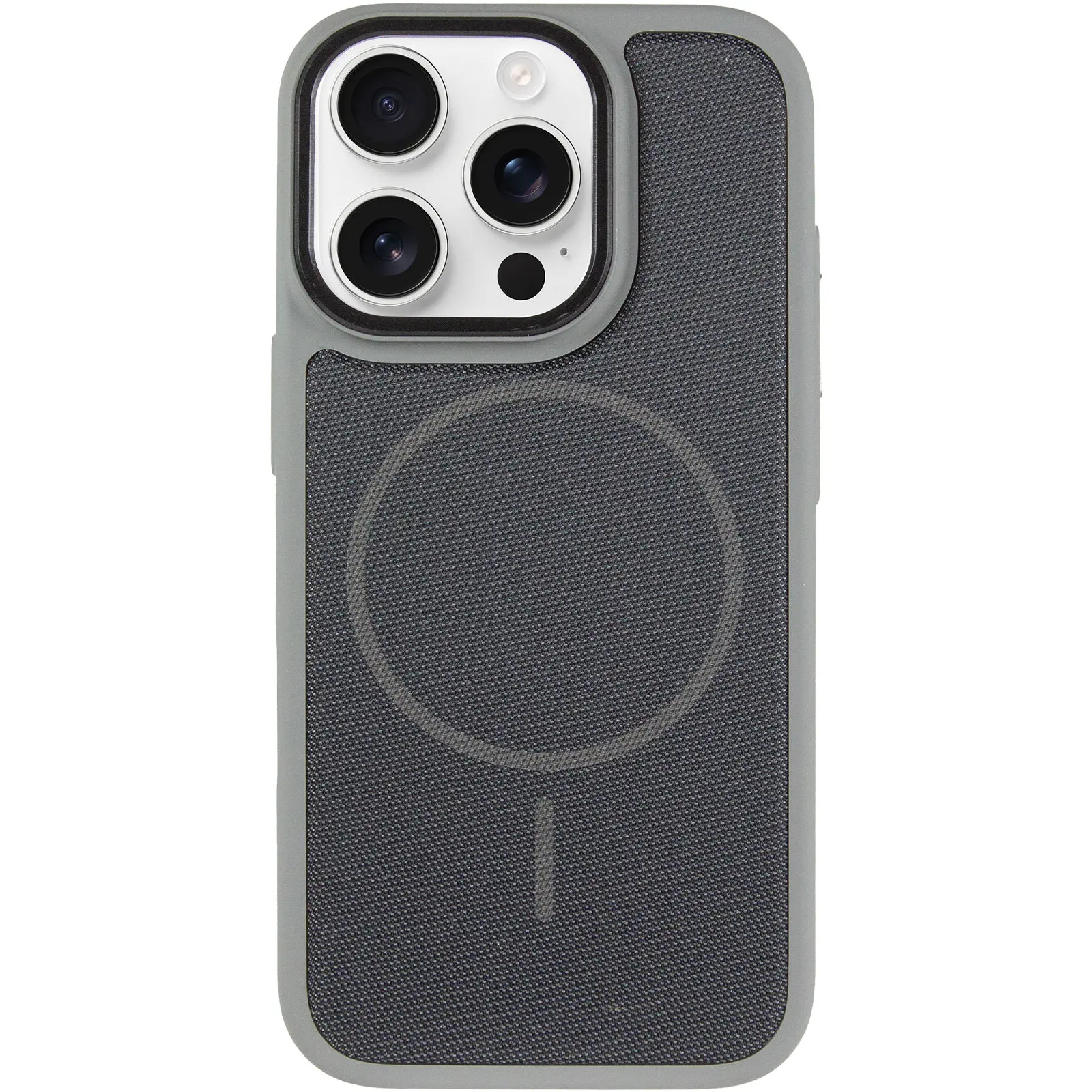 Чехол PC Textile Hybrid with Magnetic Fit для Apple iPhone 16 Pro Max (6.9"), Grey / Black 1, Ткань, купить оптом с доставкой