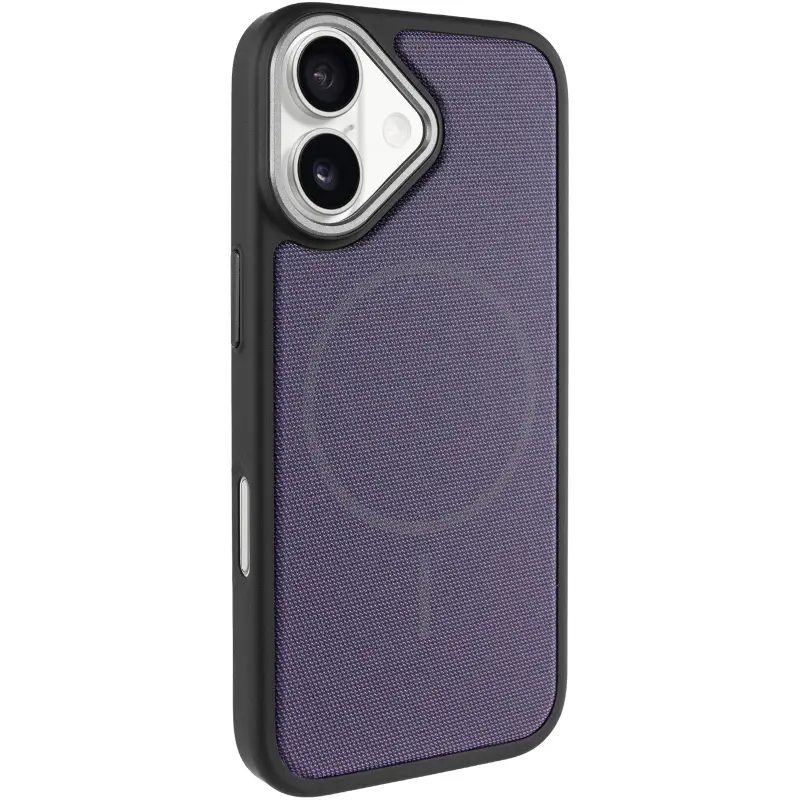 Чохол PC Textile Hybrid with Magnetic Fit для Apple iPhone 17 (6.3"), Black / Purple, Тканина, купити оптом з доставкою