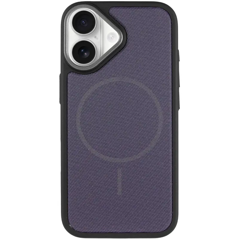 Чохол PC Textile Hybrid with Magnetic Fit для Apple iPhone 17 (6.3"), Black / Purple 1, Тканина, купити оптом з доставкою