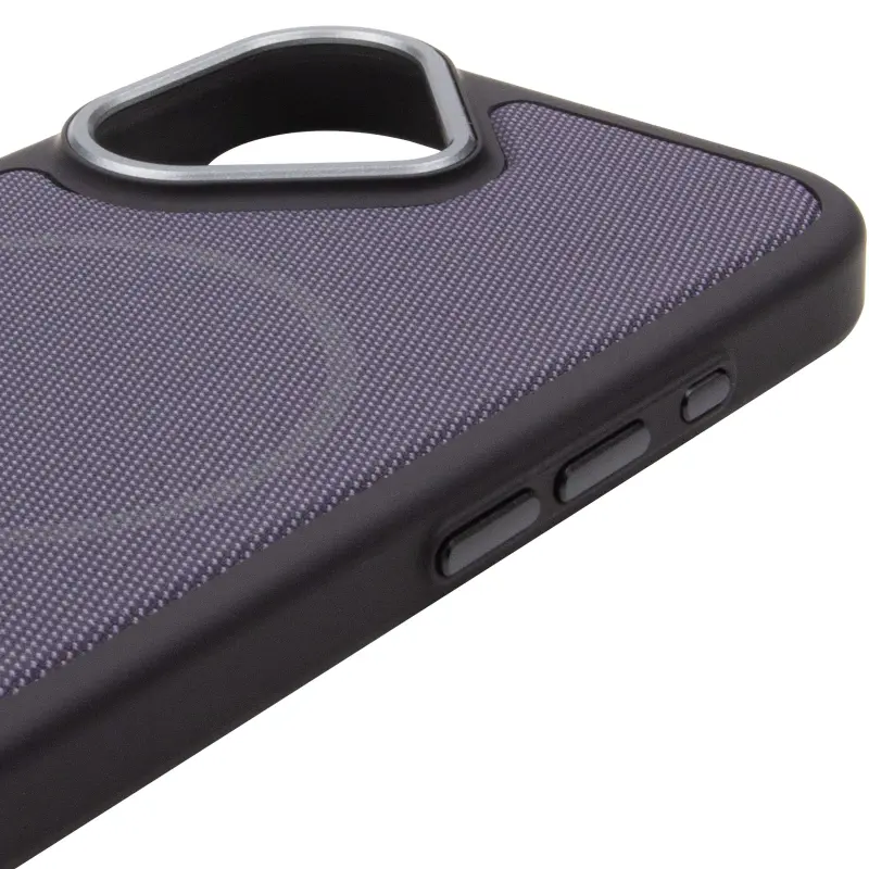Чохол PC Textile Hybrid with Magnetic Fit для Apple iPhone 17 (6.3"), Black / Purple 3, Тканина, купити оптом з доставкою