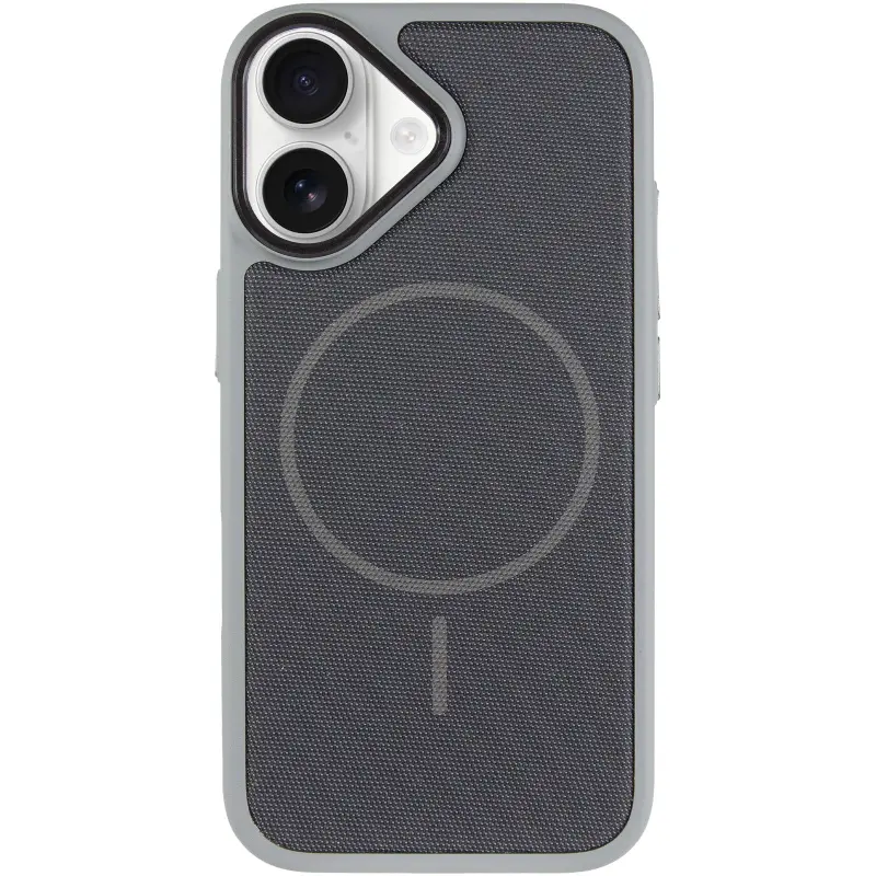 Чохол PC Textile Hybrid with Magnetic Fit для Apple iPhone 17 (6.3"), Grey / Black 1, Тканина, купити оптом з доставкою