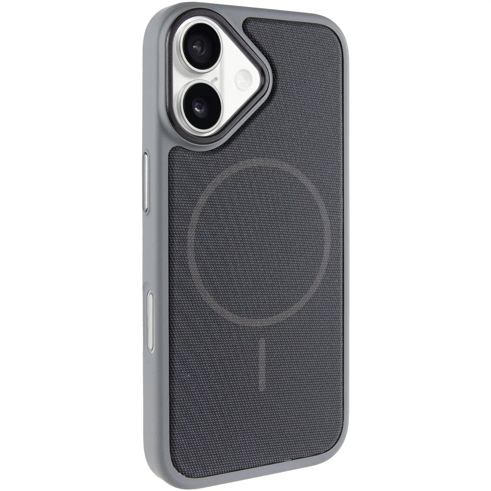 Чохол PC Textile Hybrid with Magnetic Fit для Apple iPhone 17 (6.3"), Grey / Black, Тканина, купити оптом з доставкою