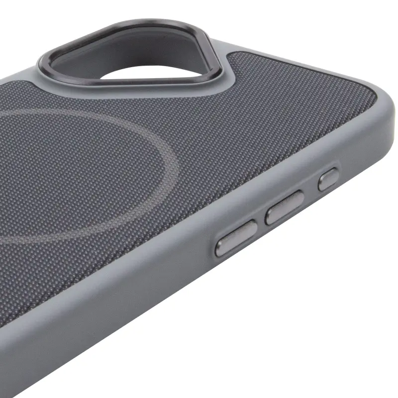 Чохол PC Textile Hybrid with Magnetic Fit для Apple iPhone 17 (6.3"), Grey / Black 3, Тканина, купити оптом з доставкою