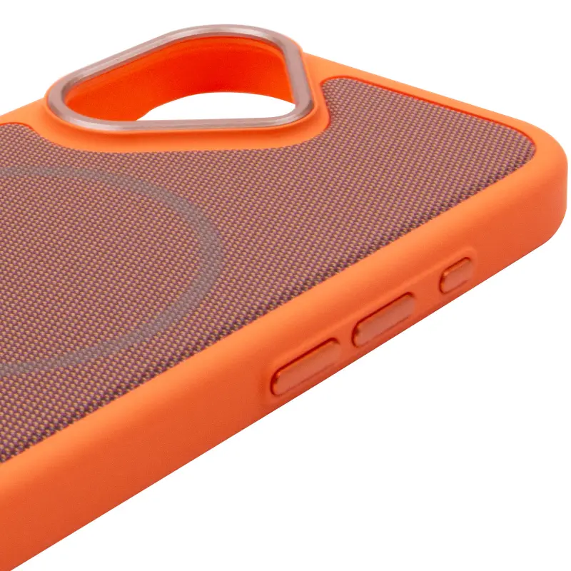 Чохол PC Textile Hybrid with Magnetic Fit для Apple iPhone 17 (6.3"), Orange / Brown 3, Тканина, купити оптом з доставкою