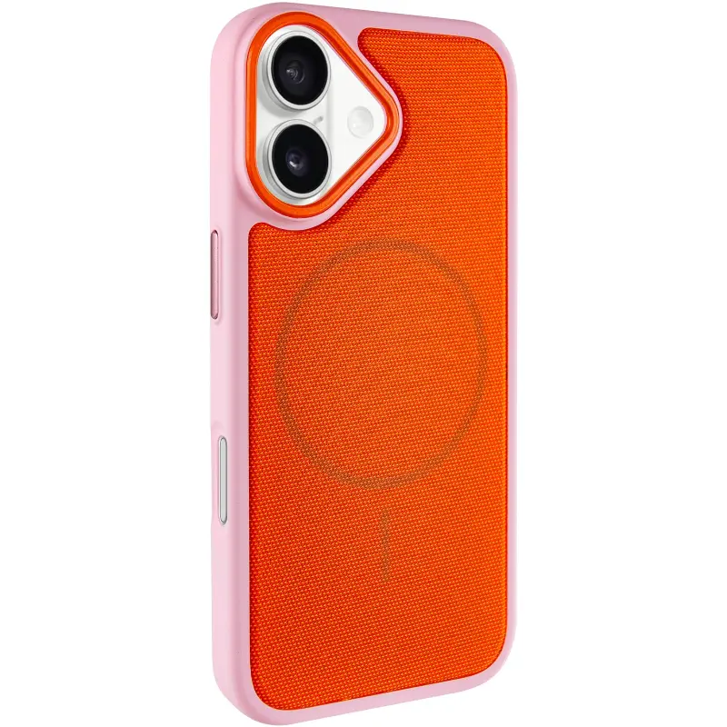 Чохол PC Textile Hybrid with Magnetic Fit для Apple iPhone 17 (6.3"), Pink / Orange, Тканина, купити оптом з доставкою