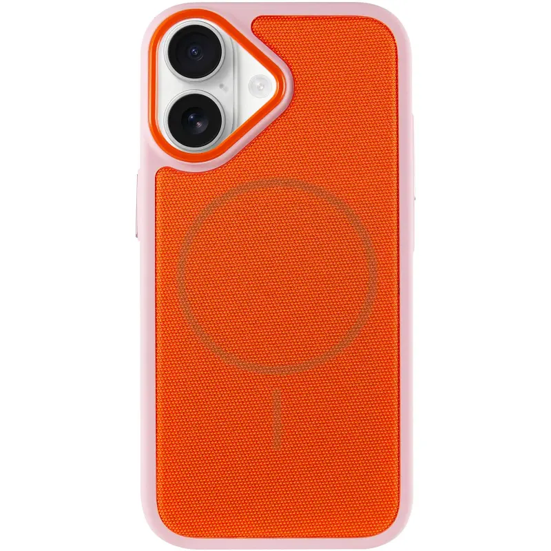 Чохол PC Textile Hybrid with Magnetic Fit для Apple iPhone 17 (6.3"), Pink / Orange 1, Тканина, купити оптом з доставкою