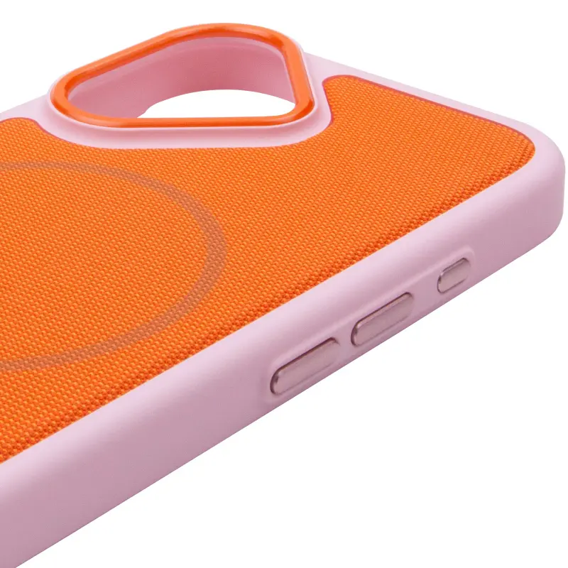 Чохол PC Textile Hybrid with Magnetic Fit для Apple iPhone 17 (6.3"), Pink / Orange 3, Тканина, купити оптом з доставкою