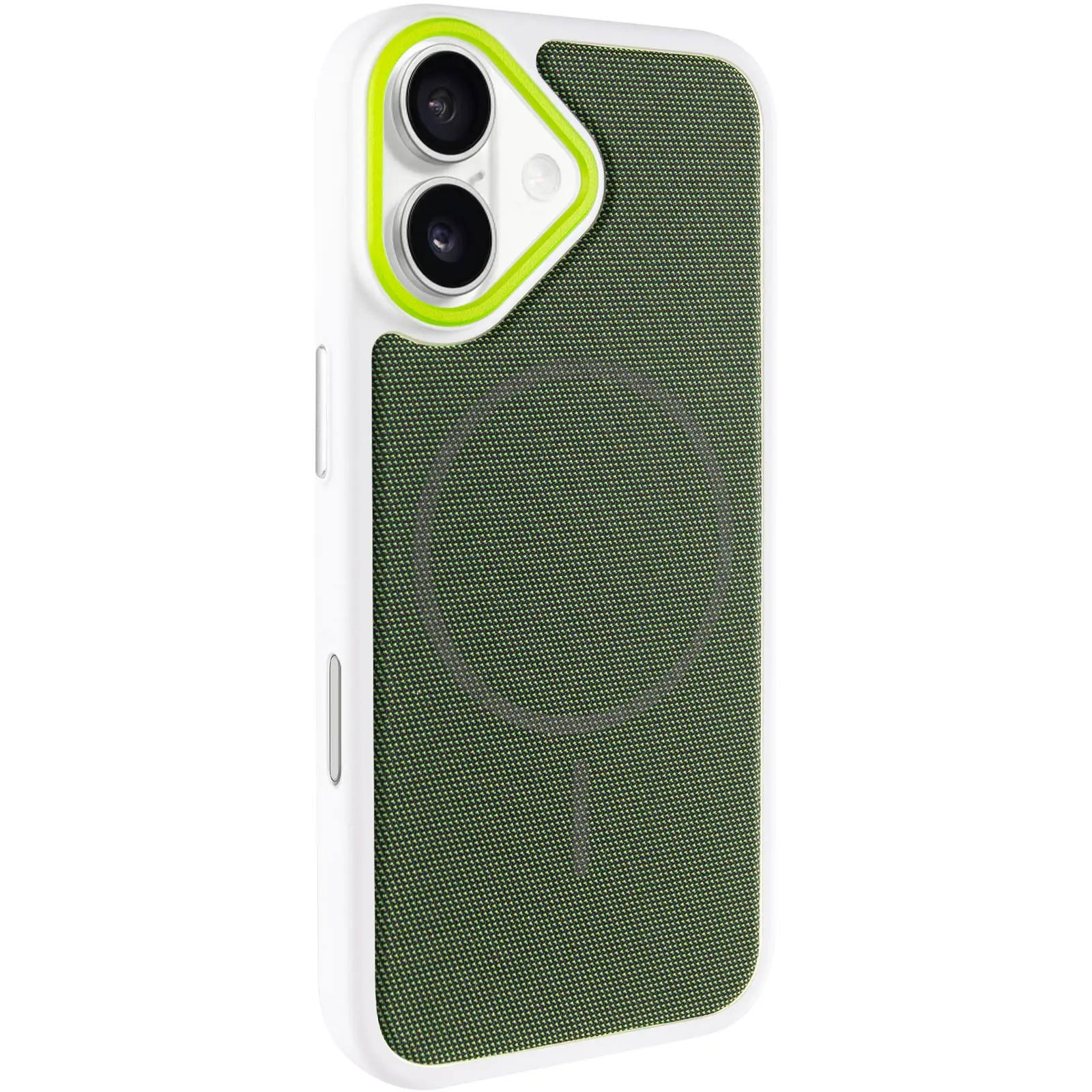 Чохол PC Textile Hybrid with Magnetic Fit для Apple iPhone 17 (6.3"), White / Green, Тканина, купити оптом з доставкою
