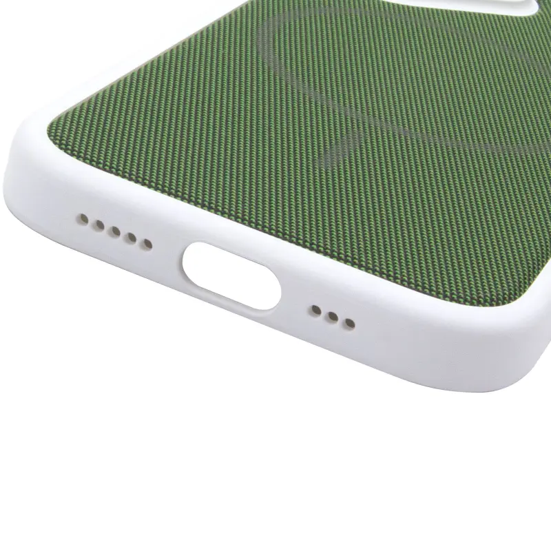 Чохол PC Textile Hybrid with Magnetic Fit для Apple iPhone 17 (6.3"), White / Green 4, Тканина, купити оптом з доставкою