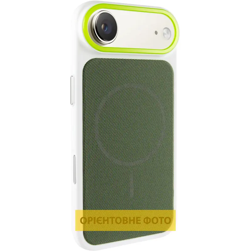 Чехол PC Textile Hybrid with Magnetic Fit для Apple iPhone 17 Air (6.5"), White / Green, Ткань, купить оптом с доставкой