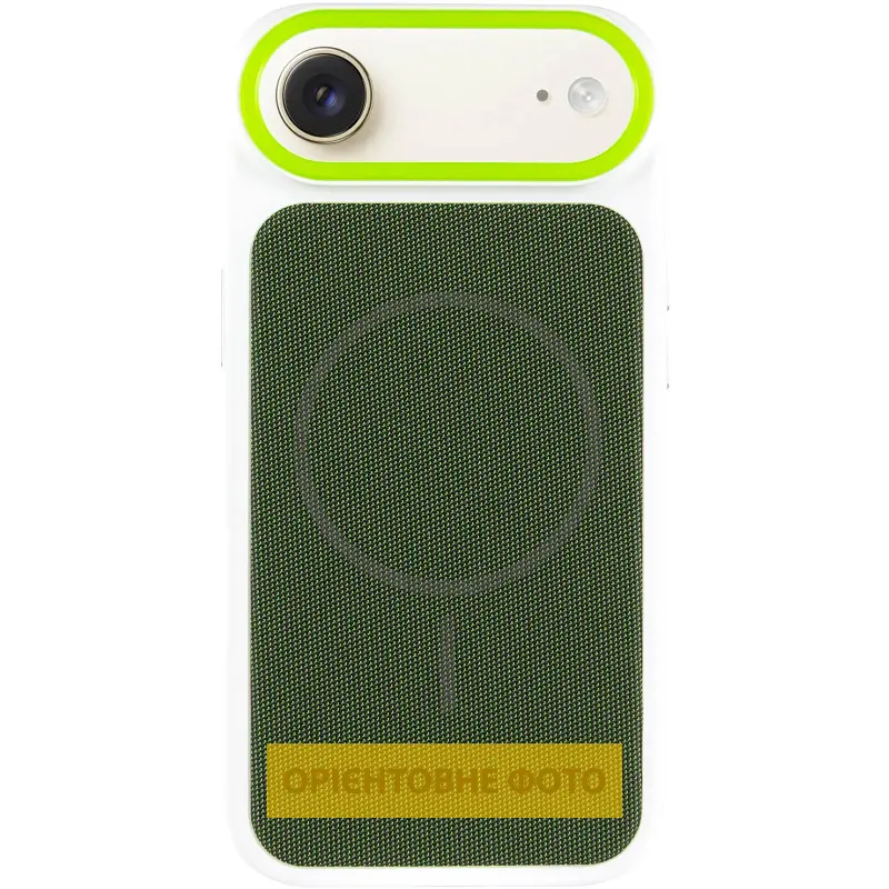 Чехол PC Textile Hybrid with Magnetic Fit для Apple iPhone 17 Air (6.5"), White / Green 1, Ткань, купить оптом с доставкой