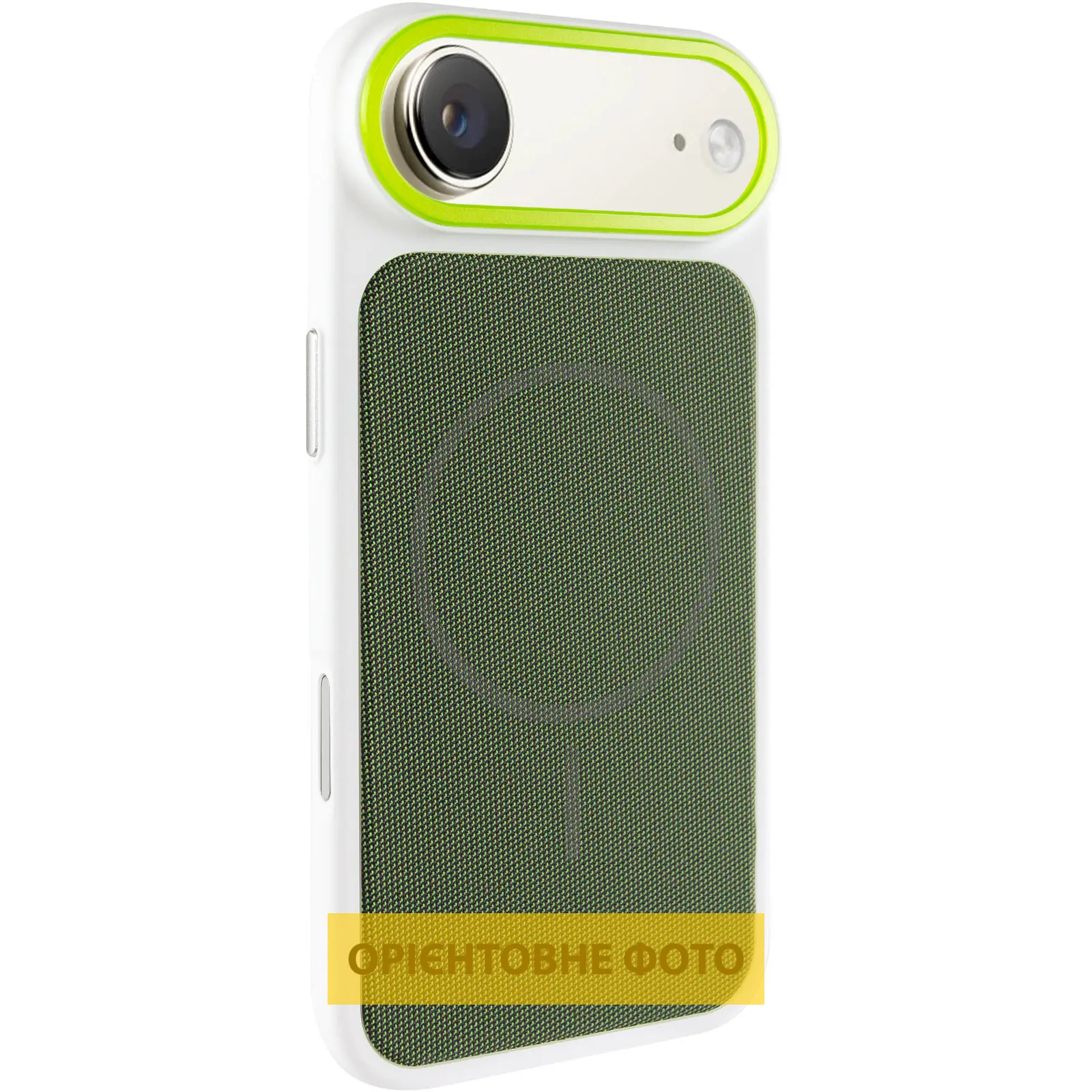 Чехол PC Textile Hybrid with Magnetic Fit для Apple iPhone 17 Air (6.5"), White / Green, Ткань, купить оптом с доставкой