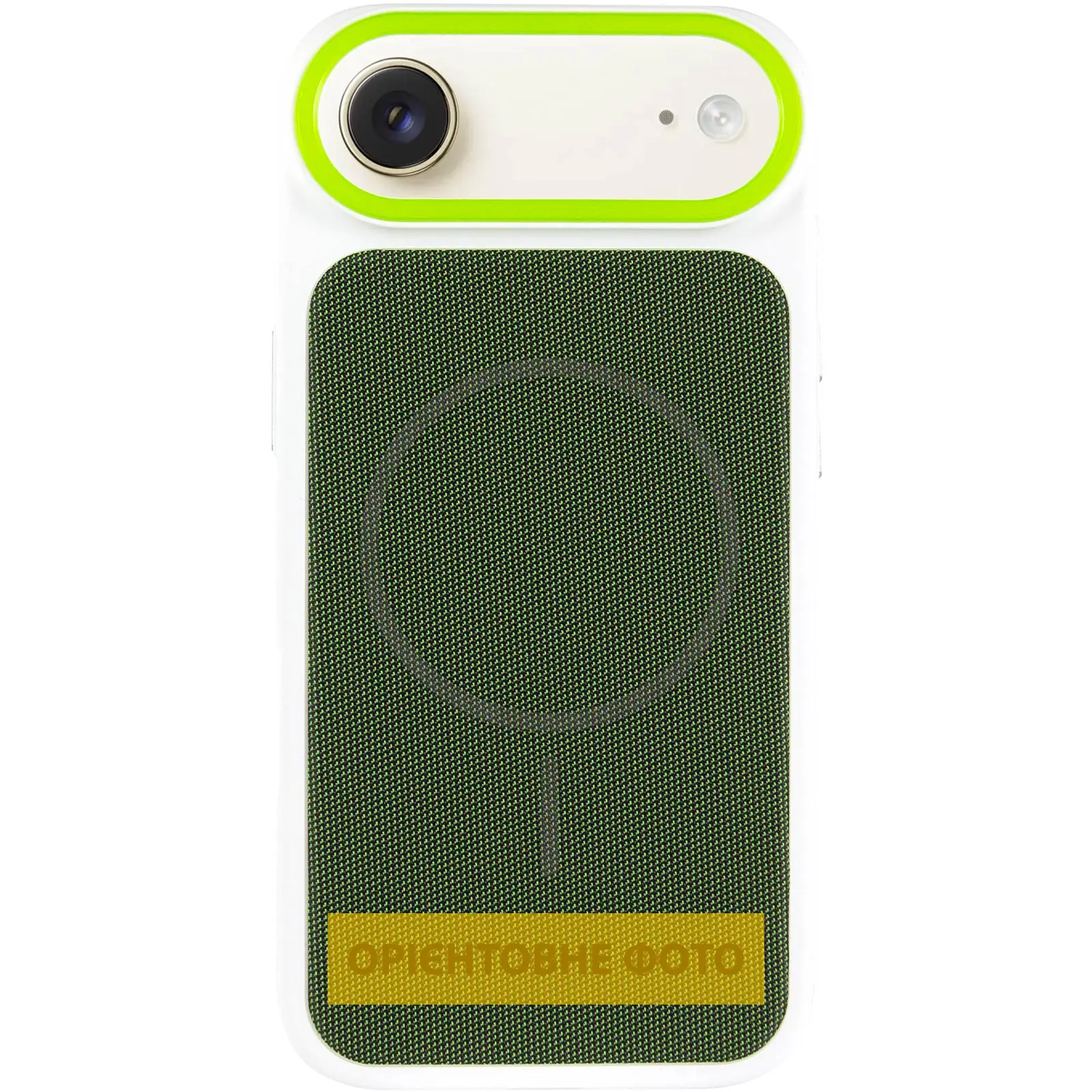 Чехол PC Textile Hybrid with Magnetic Fit для Apple iPhone 17 Air (6.5"), White / Green 1, Ткань, купить оптом с доставкой