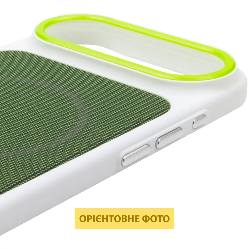 Чехол PC Textile Hybrid with Magnetic Fit для Apple iPhone 17 Air (6.5"), White / Green 3, Ткань, купить оптом с доставкой