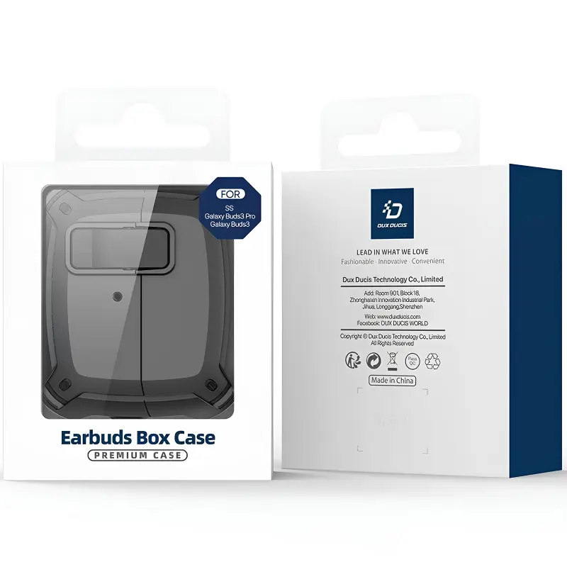 Ударопрочный футляр Dux Ducis Protective Case для Samsung Galaxy Buds 3 / 3 Pro, Black 3, TPU+PC, купить оптом с доставкой