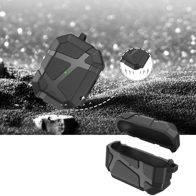 Ударопрочный футляр Titan Armor для наушников Airpods Pro 2 / Pro, Black 1, Пластик, купить оптом с доставкой