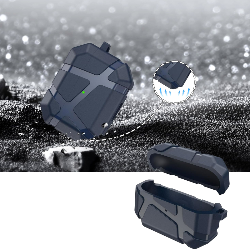 Ударопрочный футляр Titan Armor для наушников Airpods Pro 2 / Pro, Midnight Blue 1, Пластик, купить оптом с доставкой
