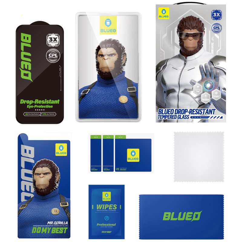 Защитное 2.5D стекло Blueo Drop-Resistant (35+ KG) для Apple iPhone 17 / 17 Pro / 16 Pro (6.3"), Черный 2, Закаленное стекло, купить оптом с доставкой