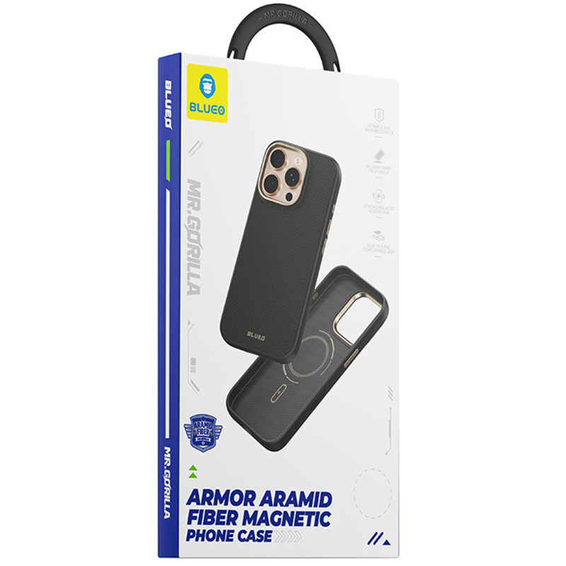 TPU+PC чехол Blueo Aramid Fiber with Magnetic Fit для Apple iPhone 17 Pro (6.3"), Black 2, TPU+PC, купить оптом с доставкой
