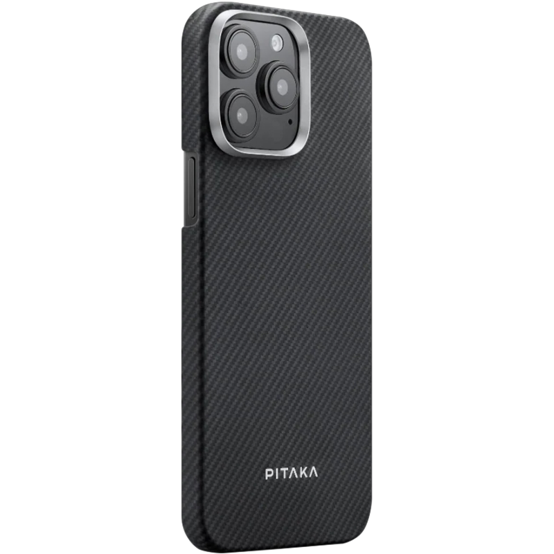 Чехол Aramid Fiber PTK Premium with MagSafe (NFC) для Apple iPhone 15 Pro Max (6.7"), Black / Grey, Карбон, купить оптом с доставкой