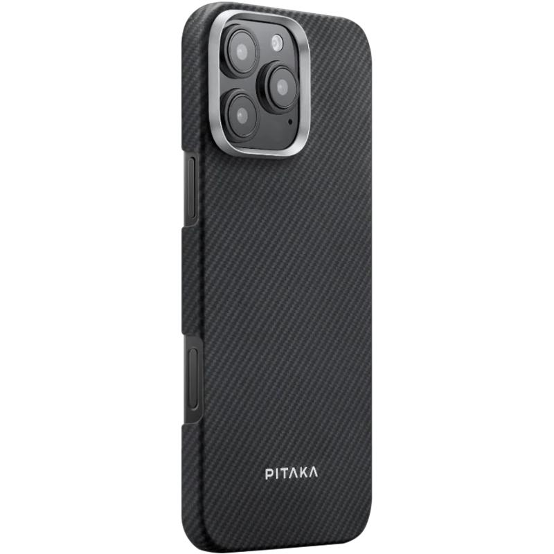 Чехол Aramid Fiber PTK Premium with MagSafe (NFC) для Apple iPhone 16 Pro Max (6.9"), Black / Grey, Карбон, купить оптом с доставкой