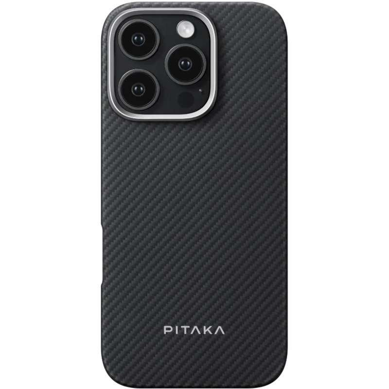 Чехол Aramid Fiber PTK Premium with MagSafe (NFC) для Apple iPhone 16 Pro Max (6.9"), Black / Grey 1, Карбон, купить оптом с доставкой