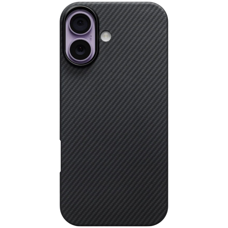 Чехол Aramid Fiber PTK Premium with MagSafe (NFC) для Apple iPhone 17 (6.3"), Black / Grey 1, Карбон, купить оптом с доставкой
