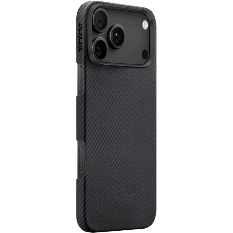 Чехол Aramid Fiber PTK Premium with MagSafe (NFC) для Apple iPhone 17 Pro (6.3"), Black / Grey, Карбон, купить оптом с доставкой