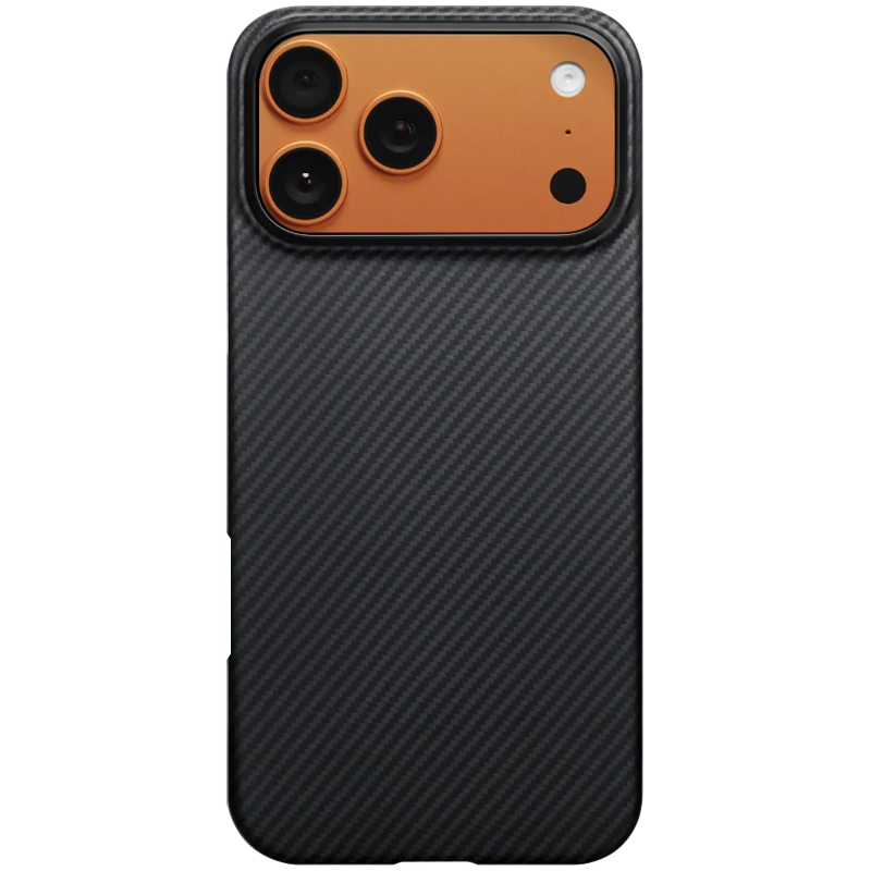 Чехол Aramid Fiber PTK Premium with MagSafe (NFC) для Apple iPhone 17 Pro Max (6.9"), Black / Grey 1, Карбон, купить оптом с доставкой