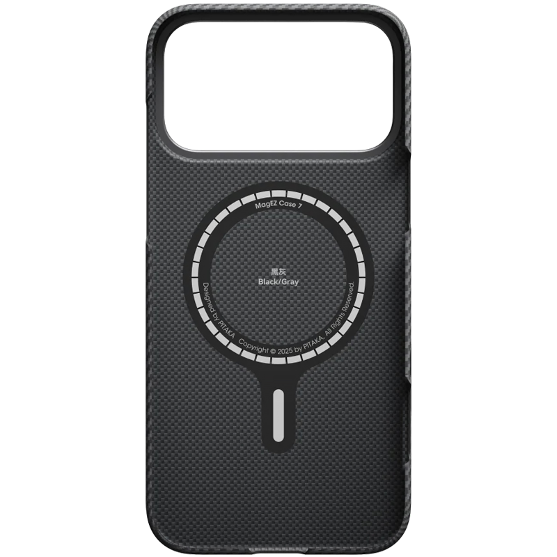 Чехол Aramid Fiber PTK Premium with MagSafe (NFC) для Apple iPhone 17 Pro Max (6.9"), Black / Grey 2, Карбон, купить оптом с доставкой