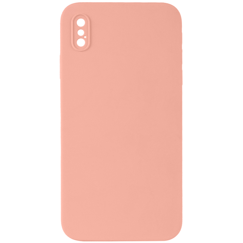 Чехол Silk Square Full Camera Protective (AA) NO LOGO для Apple iPhone X / XS (5.8"), Персиковый / Peach, Силикон, купить оптом с доставкой