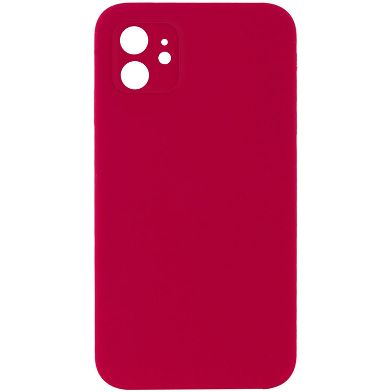 Чехол Silk Square Full Camera Protective (AA) NO LOGO для Apple iPhone 11 (6.1"), Красный / Rose Red, Силикон, купить оптом с доставкой