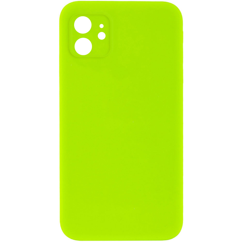 Чехол Silk Square Full Camera Protective (AA) NO LOGO для Apple iPhone 11 (6.1"), Салатовый / Neon green, Силикон, купить оптом с доставкой