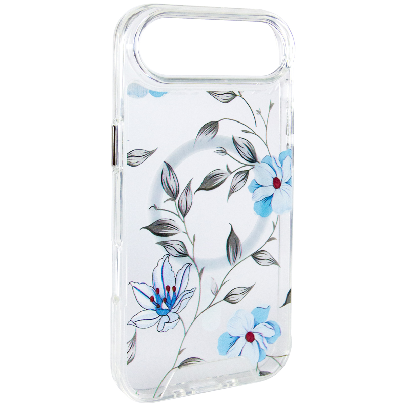 TPU+PC чохол Clear Garden with Magnetic Fit для Apple iPhone 17 Air (6.5"), Blue Blossom, TPU+PC, купити оптом з доставкою
