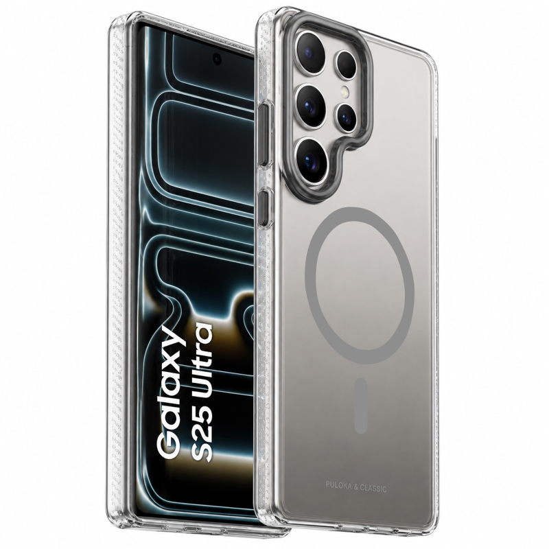 Чехол TPU+PC Puloka Resplendent with Magnetic Fit для Samsung Galaxy S25 Ultra, Dark Grey, TPU+PC, купить оптом с доставкой