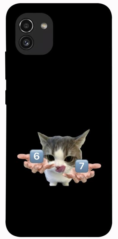 Чохол itsPrint Six Seven cat для Samsung Galaxy A03, меми, купити оптом з доставкою
