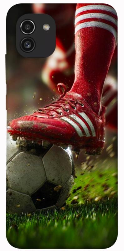 Чохол itsPrint Сlose up football для Samsung Galaxy A03, спорт, купити оптом з доставкою