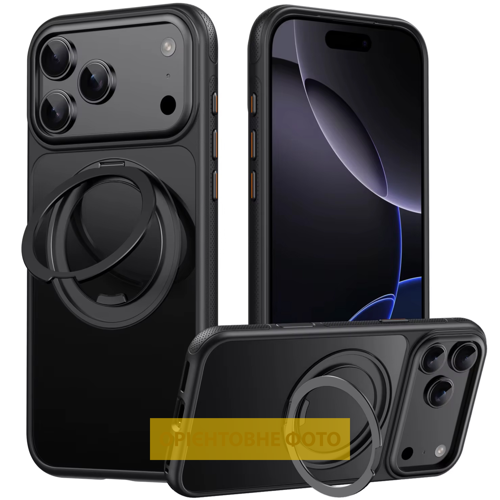 Чохол Ummi Stylish with MagSafe Ring для Apple iPhone 17 (6.3"), Matte Black, TPU+PC, купити оптом з доставкою