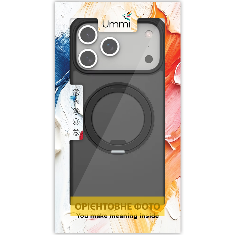 Чохол Ummi Stylish with MagSafe Ring для Apple iPhone 17 (6.3"), Matte Black 2, TPU+PC, купити оптом з доставкою