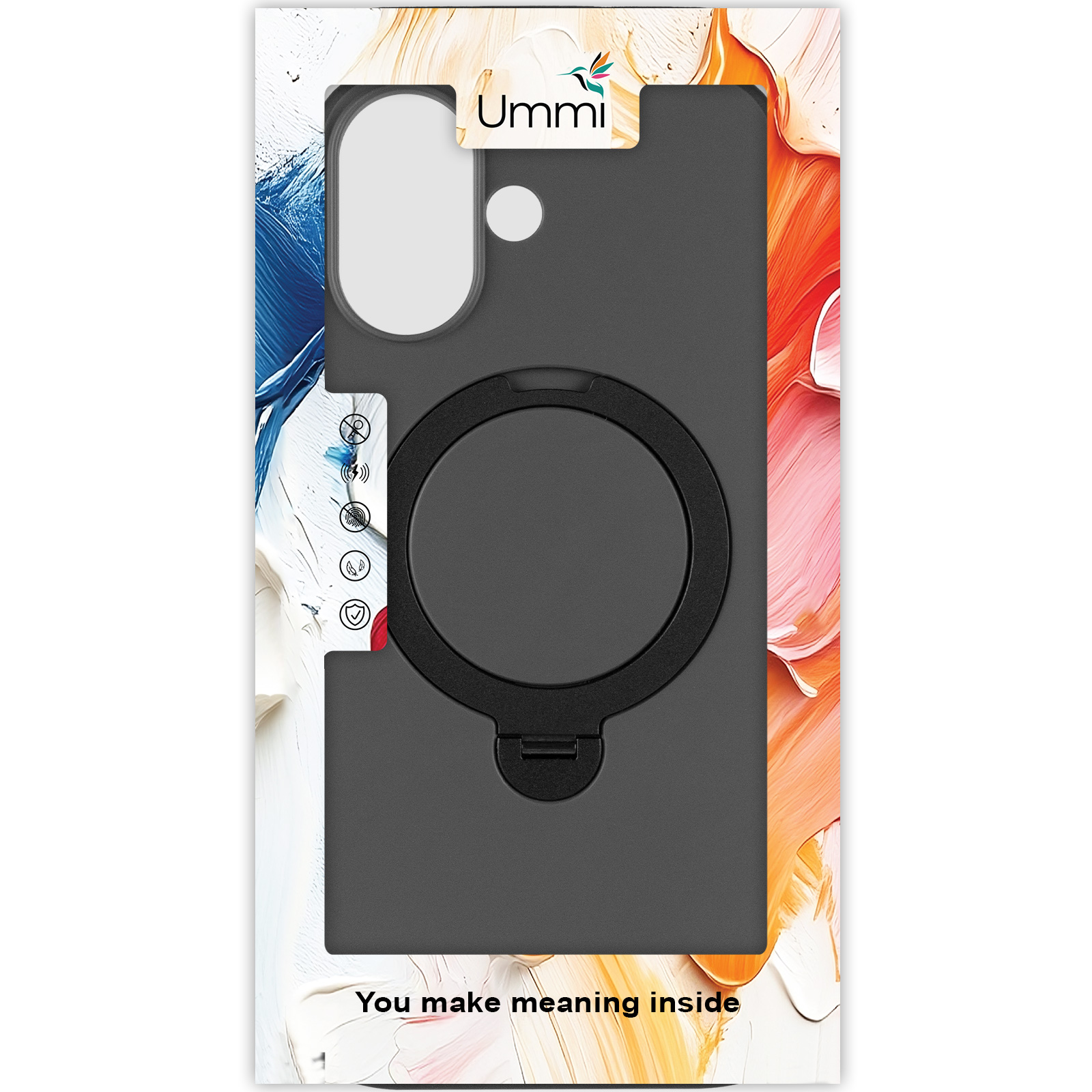 Чехол Ummi Colorful with Magnetic Fit HQ Ring для Apple iPhone 17 (6.3"), Black 2, TPU+PC, купить оптом с доставкой
