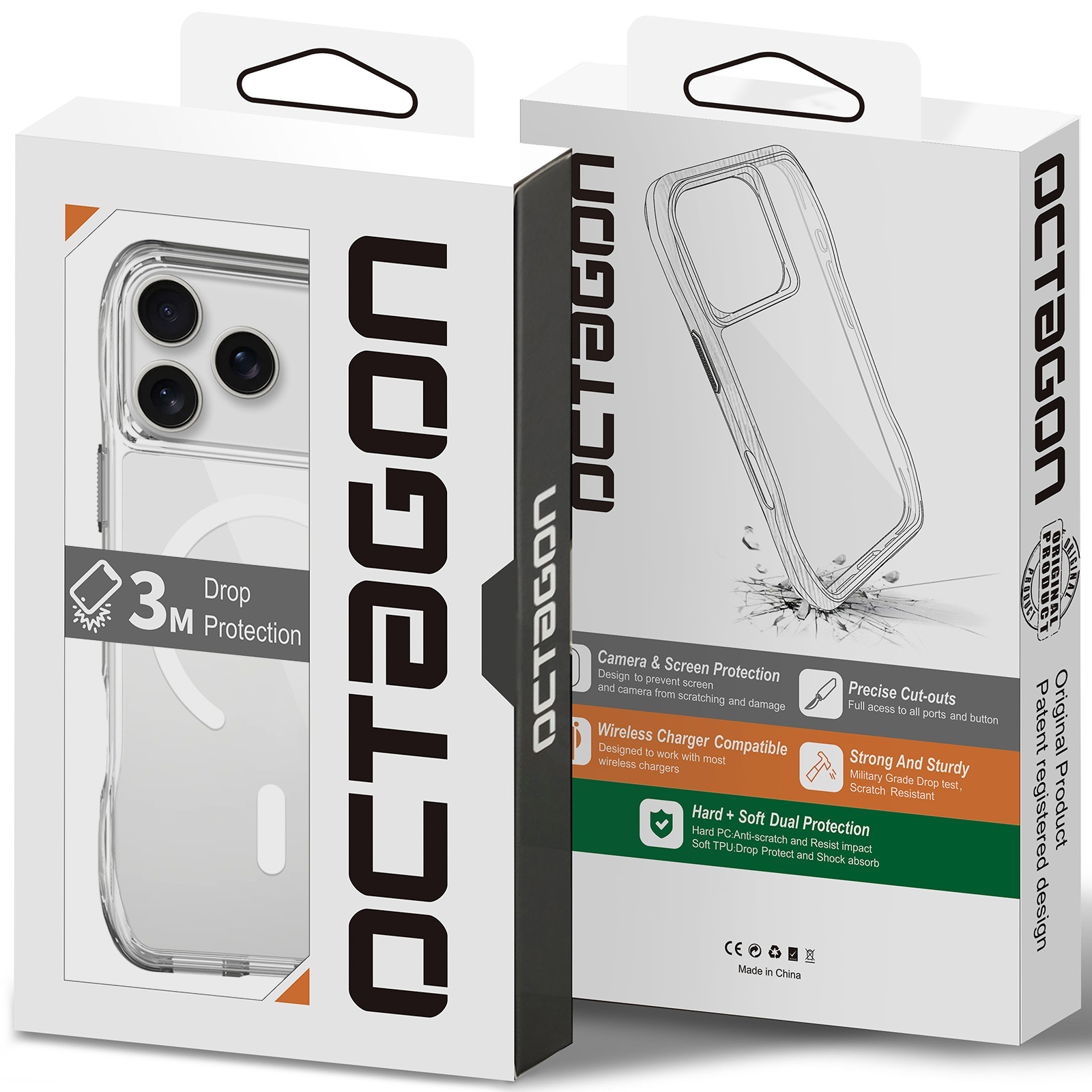 Чехол TPU Space Octagon with Magnetic Fit для Apple iPhone 17 Pro / 18 Pro (6.3"), Clear 4, TPU, купить оптом с доставкой