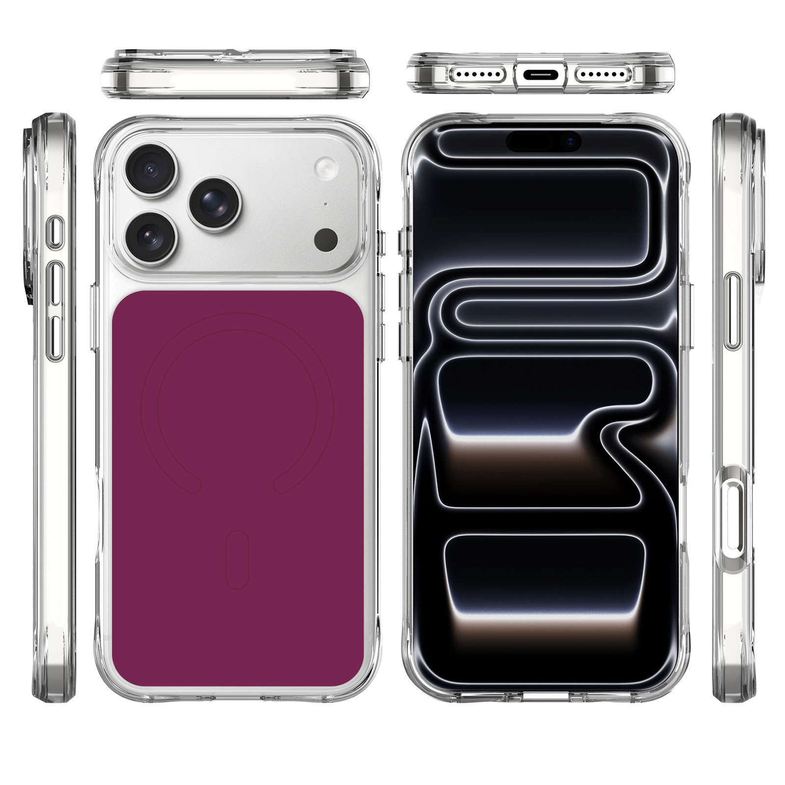 Чохол TPU+PC Space Pure Color with Magnetic Fit для Apple iPhone 17 Pro Max / 18 Pro Max (6.9"), Cherry 2, TPU+PC, купити оптом з доставкою