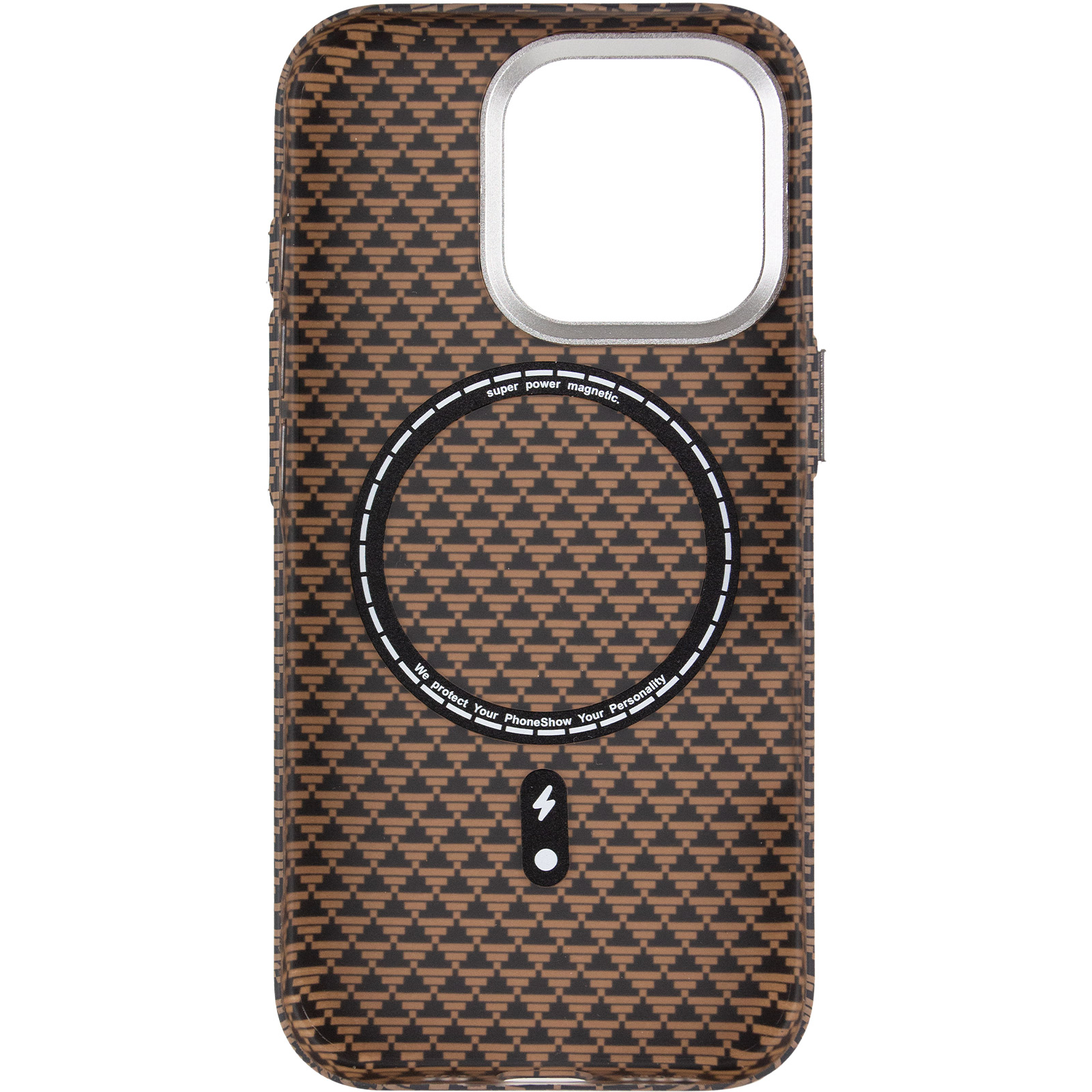 Чехол TPU+PC KVZV Triangular Pattern with Magnetic Fit для Apple iPhone 15 Pro Max (6.9"), Khaki 2, TPU+PC, купить оптом с доставкой