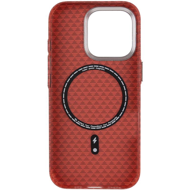 Чехол TPU+PC KVZV Triangular Pattern with Magnetic Fit для Apple iPhone 15 Pro Max (6.9"), Red 2, TPU+PC, купить оптом с доставкой
