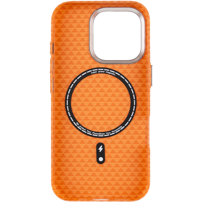 Чехол TPU+PC KVZV Triangular Pattern with Magnetic Fit для Apple iPhone 16 Pro Max (6.9"), Orange 2, TPU+PC, купить оптом с доставкой