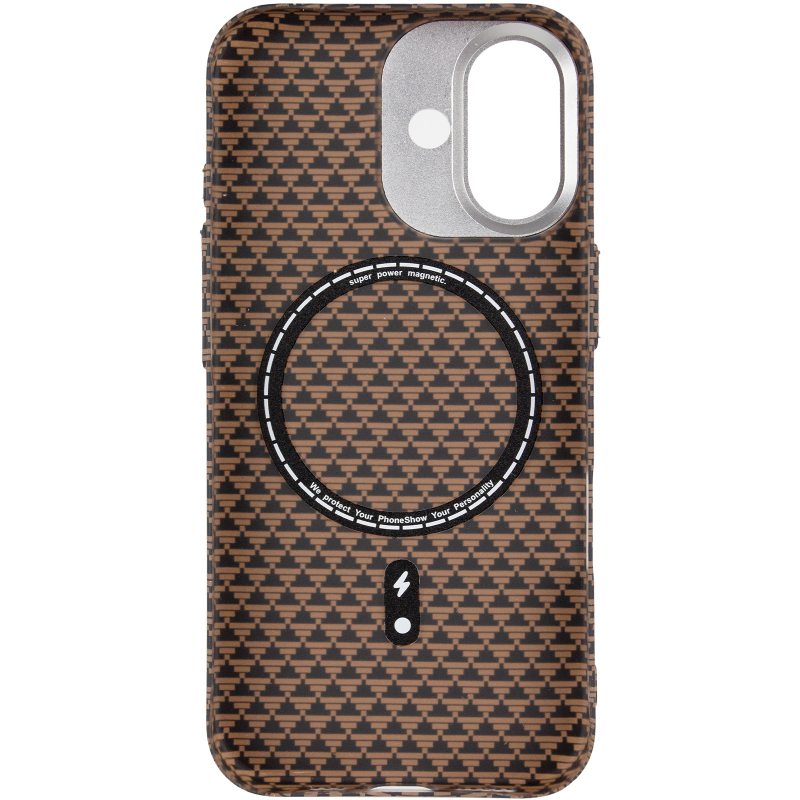 Чехол TPU+PC KVZV Triangular Pattern with Magnetic Fit для Apple iPhone 17 (6.3"), Khaki 2, TPU+PC, купить оптом с доставкой