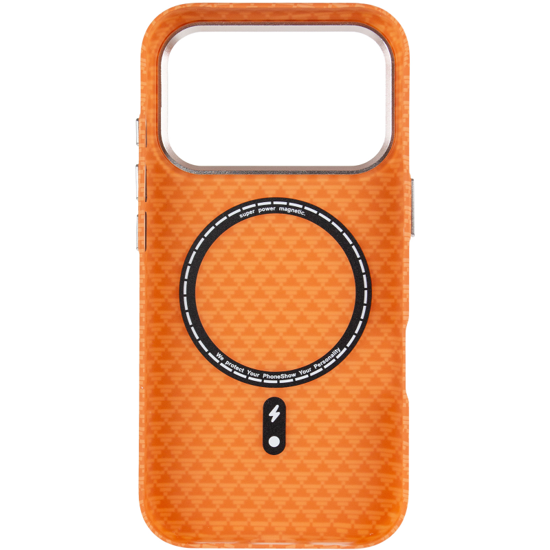 Чехол TPU+PC KVZV Triangular Pattern with Magnetic Fit для Apple iPhone 17 Pro Max / 18 Pro Max 6.9, Orange 2, TPU+PC, купить оптом с доставкой